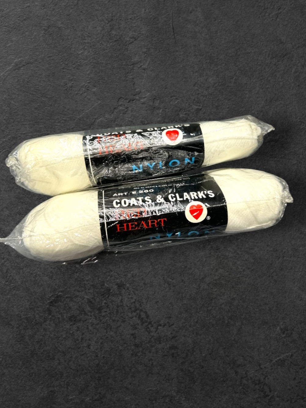 VTG Red Heart coats & Clark white nylon yarn 3 ply 1oz tangle proof lot of 2